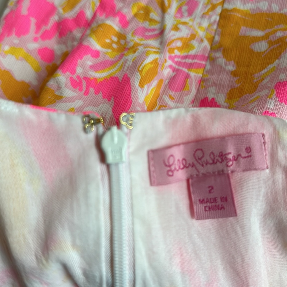 Lilly Pulitzer Top Magnolia Kir Ooh La La Sleeveless Back Zip Lined Cotton 2 View 2